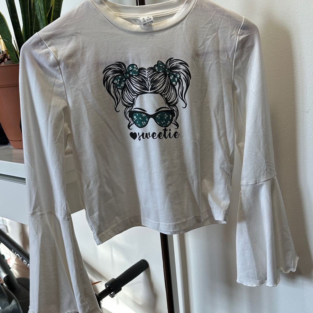 White Kids Blouse with Graphic Print